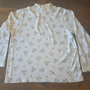 Croft & Barrow Women's L Mock Neck Holiday Snowman Print‎ Long Sleeve christmas